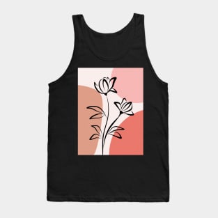 Abstract Botanical Dainty Poppy Line Flower Tank Top